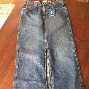 New Women’s Calvin Klein Long Denim Skirt Size 3
